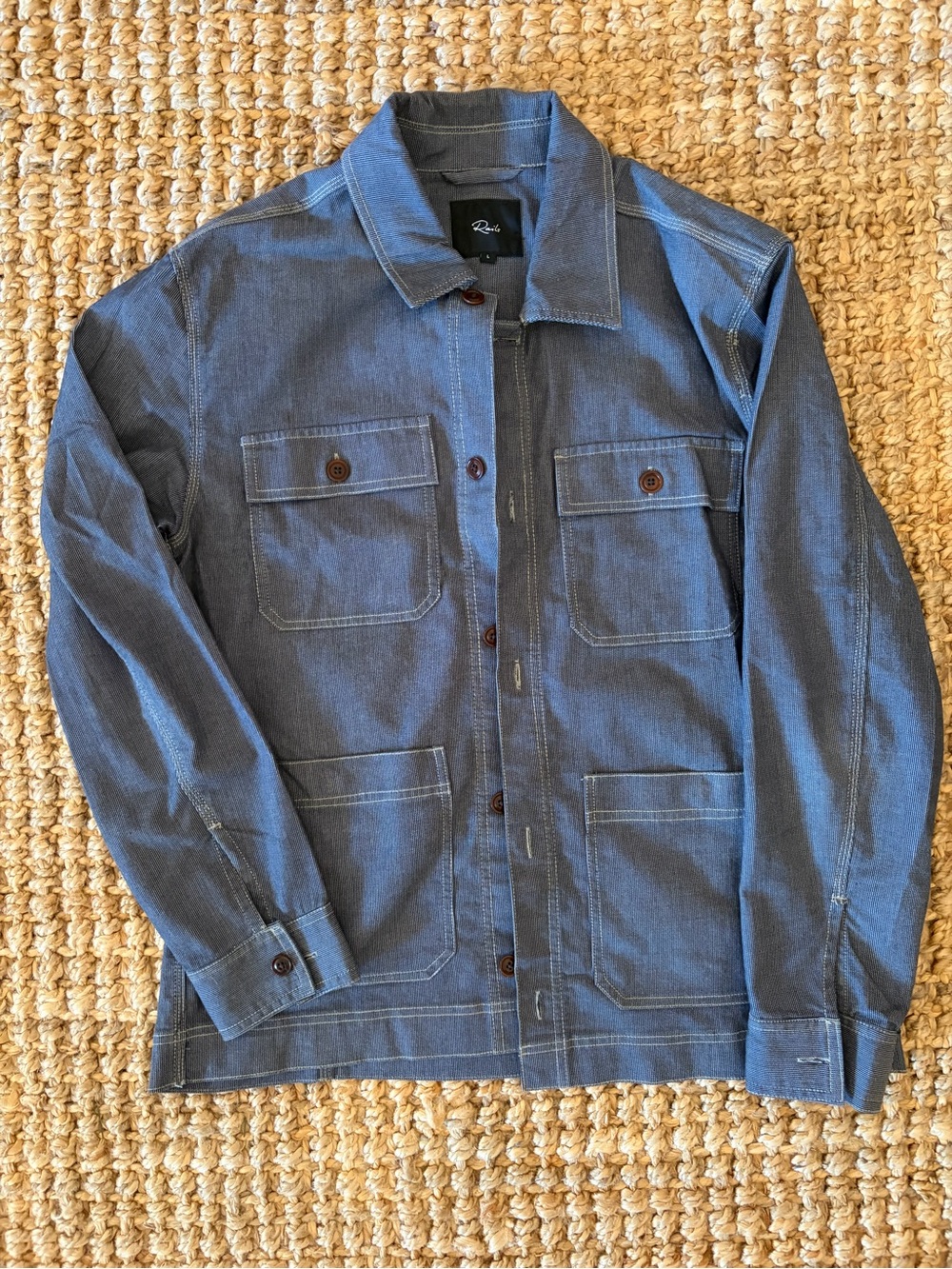 Rails Franklin Railroad Dobby Blue Chore Jacket Men’s Large